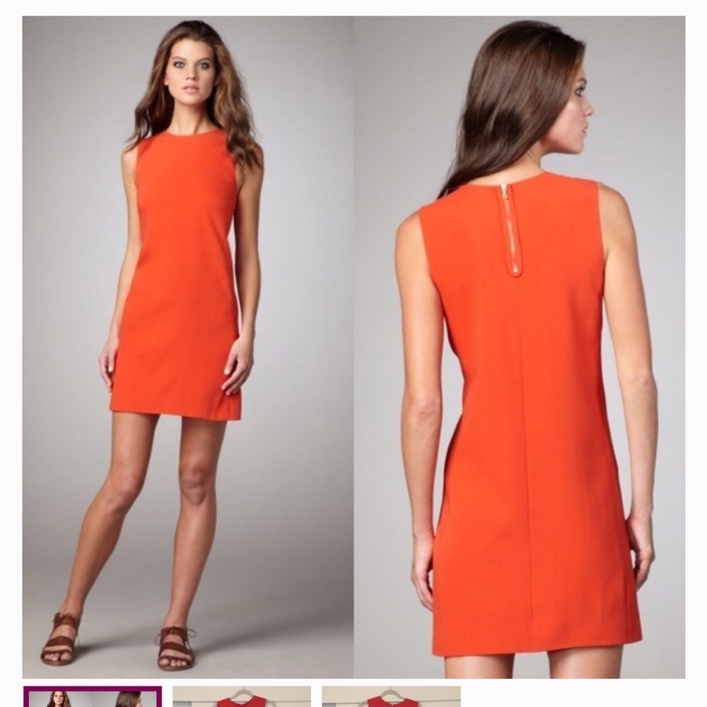 Vince silk mini formal homecoming Shift dress Orange Sleeveless Dress - Picture 3 of 6